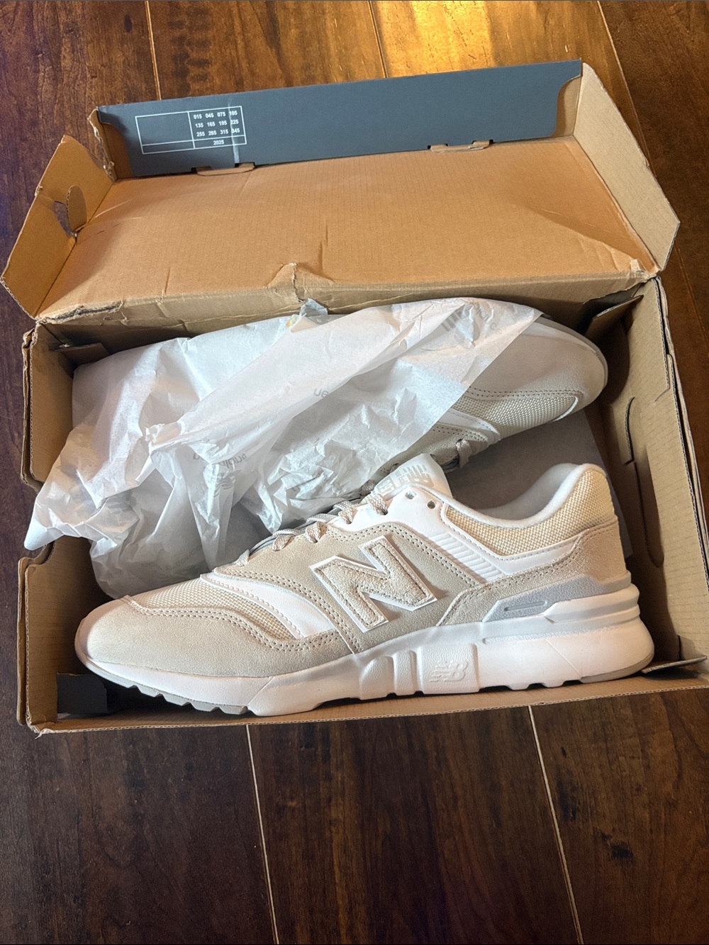 New Balance Beige and White Casual Runner Sneakers